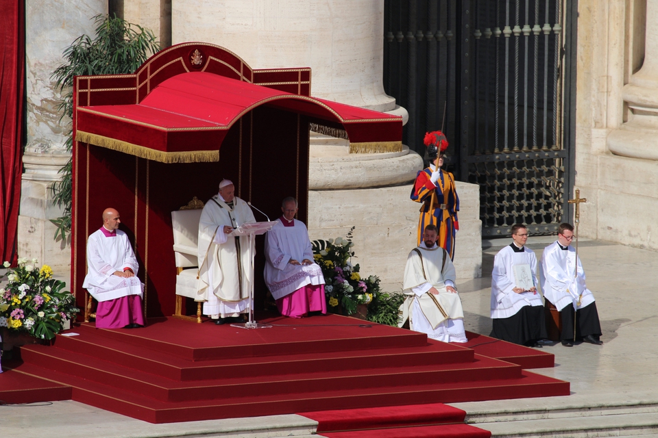 Pope Francis delivering his homily